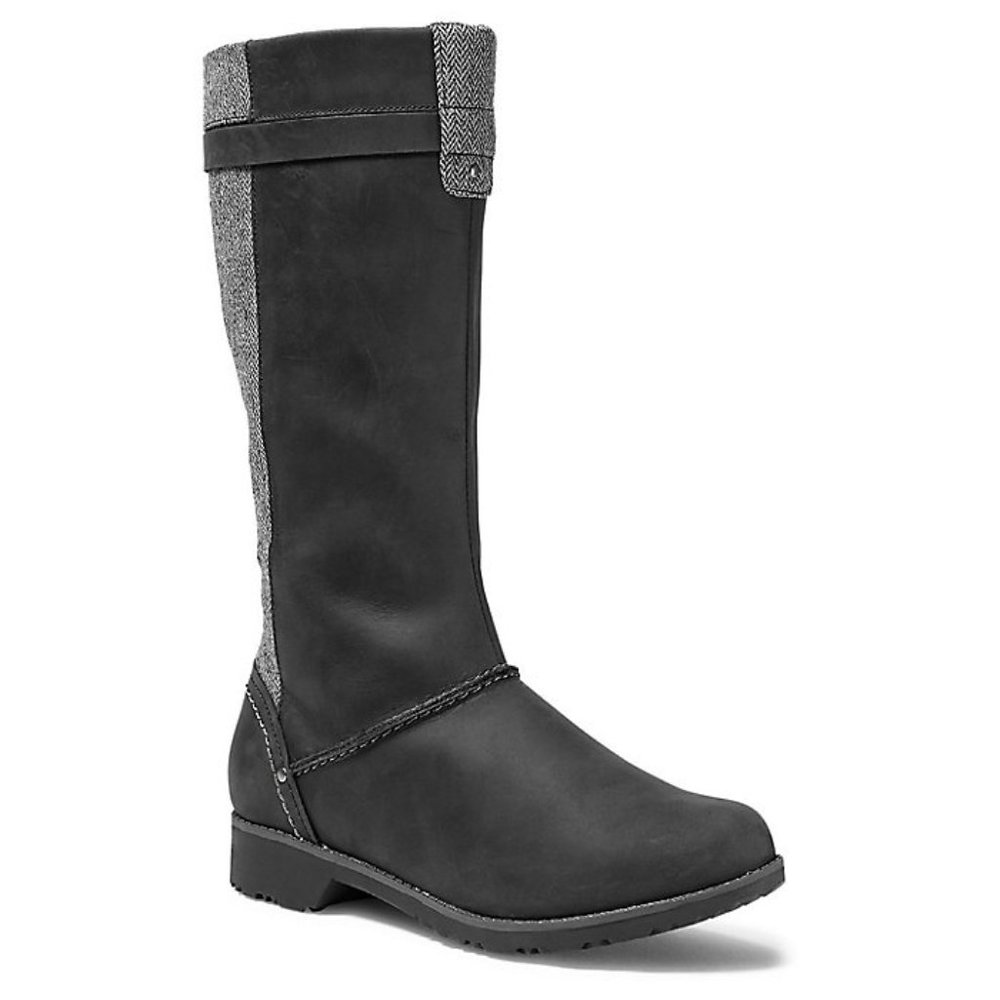 Eddie‎ Bauer Tall Riding Boots Herringbone Accent Women's 9 Color Black/Gray